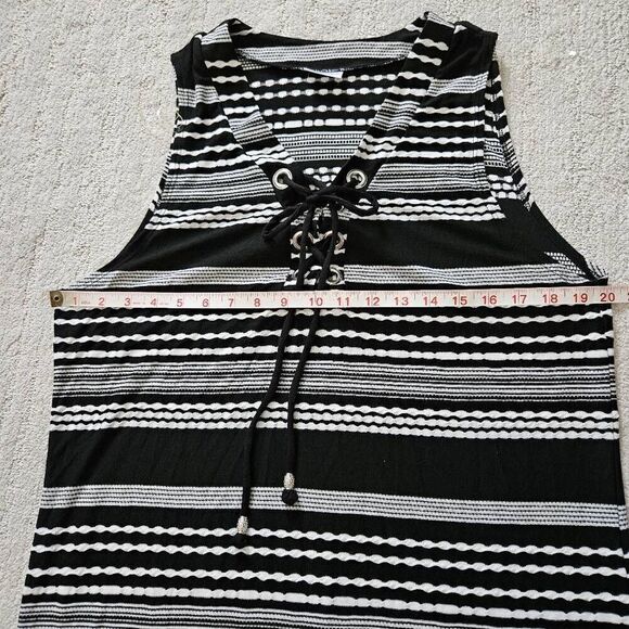 Dotti Black and White Ibiza Stripe Swim Coverup Tunic Dress Size Medium NWOT - Picture 5 of 6